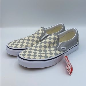 Vans classic slip on checkered board silver white